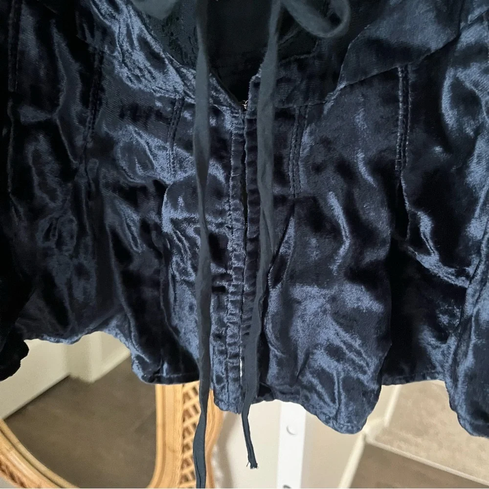 Free People / NWT Bali Heirloom Rose Crushed Velvet Long Sleeve Crop Top